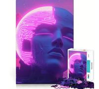 Rompecabezas de Escultura de Cabeza de neón Estilo Vaporwave para Adolescentes, 1000 Piezas, Juguete de lógica, alegría Familiar, Corte de precisión, (38x52cm)