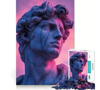 Rompecabezas de Escultura Vaporwave con iluminación de neón para Adolescentes,1000 Piezas,Juego para estimular la Mente,Montaje Firme y Seguro,Actividad para Fortalecer los Lazos Familiares (38x52cm)