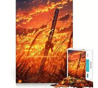 Rompecabezas de Espada samurái al Atardecer para Adolescentes, 1000 Piezas, Recuerdo Mejorado, Relajante, Divertido, Arte de Pared de Corte nítido, decoración (38x26cm)