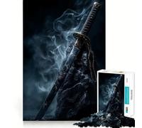 Rompecabezas de Espada samurái con Humo para Adultos, 1000 Piezas, Mejora la Memoria, relaja la Mente, Pieza de colección de Arte de Borde Afilado (38x52cm)