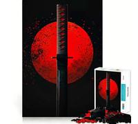 Rompecabezas de Espada samurái y Luna roja de 1000 Piezas para Adultos, Juguete Intelectual Relajante, Divertido, Corte preciso, (50x75cm)