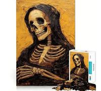 Rompecabezas de Esqueleto con Capucha de 1000 Piezas para Adultos Recall Upgrade Stress Relief Tight Cut Santa Wish Pick 38x26cm