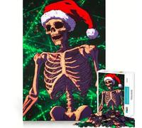 Rompecabezas de Esqueleto con Gorro de Papá Noel para Adultos, 1000 Piezas, Juguete de lógica de Alta precisión, Divertido y fácil de armar, Regalo Memorable 50x75cm