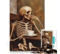 Rompecabezas de Esqueleto con té de 1000 Piezas para Adultos Juguete de lógica aguda para el hogar y el Ocio Corte preciso Regalo conmovedor 38x52cm