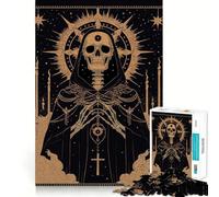 Rompecabezas de Esqueleto con túnica Negra de 1000 Piezas para Adolescentes Ideal para Relajarse, Mejorar la Memoria y Crear una Obra de Arte nítida 38x52cm