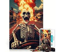Rompecabezas de esqueleto conduciendo a través del fuego de 1000 piezas para adolescentes Rompecabezas de lógica sólida Juguete divertido y relajante Corte de precisión Artículo de Santa Claus 50x75cm