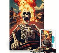 Rompecabezas de Esqueleto conduciendo a través del Fuego para Adultos, 1000 Piezas, Juguete para ejercitar la Mente, Divertido, Corte de precisión, 38x26cm