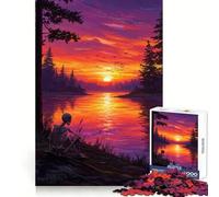 Rompecabezas de Esqueleto contemplando la Puesta de Sol Junto al Lago para Adolescentes, 1000 Piezas, Fine Logic Toy, pasatiempo Tranquilo, Pieza de colección de Arte de Bordes limpios 50x75cm