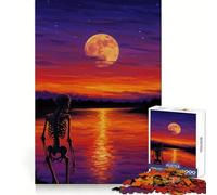 Rompecabezas de Esqueleto Junto al Lago al Atardecer, 1000 Piezas, para Adultos, con Descuento por cancelación Alivia el estrés Corte Ajustado Elige tu Deseo de Papá Noel 50x75cm