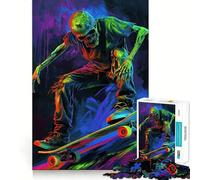Rompecabezas de Esqueleto Patinador de 1000 Piezas para Adolescentes Juguete de lógica Clara, fácil de Usar, Ocio, Regalo de cumpleaños 38x52cm
