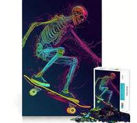 Rompecabezas de Esqueleto patinando para Adolescentes, 1000 Piezas, Juguete de lógica Mental, Alivio del estrés, Corte Firme, Regalo de Papá Noel 50x75cm