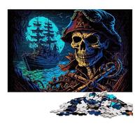 Rompecabezas de Esqueleto Pirata de 1000 Piezas para Adultos, Rompecabezas de Madera, Ideal para Adolescentes y coleccionistas, Regalo de Viaje, Actividad Familiar, 50x75cm/19,68x29,52 Pulgadas