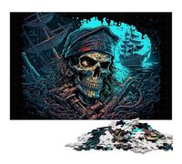 Rompecabezas de Esqueleto Pirata para Adultos, 1000 Piezas de Madera, desafiante Rompecabezas para Adolescentes, diversión Familiar, 50x75cm/19,68x29,52 Pulgadas
