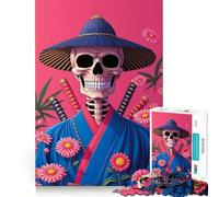 Rompecabezas de Esqueleto samurái de 1000 Piezas para Adultos Ayuda a desarrollar la Memoria Diseño de Entretenimiento Suave Colección de Arte para armar Pieza (38x26cm)