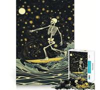 Rompecabezas de Esqueleto y Surfista en la Noche Estrellada para Adolescentes, 1000 Piezas, Rompecabezas Mental, Divertido y Relajante, Arte para armar, Regalo Encantador 50x75cm
