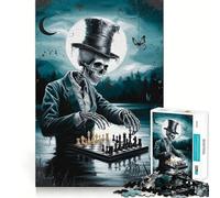 Rompecabezas de Esqueletos de Jugadores de ajedrez para Adultos, 1000 Piezas Fortalece la Memoria Divertido y Relajante Bordes de Calidad Un Regalo Encantador 38x52cm
