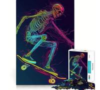 Rompecabezas de Esqueletos en patineta de 1000 Piezas para Adultos Juguete para ejercitar la Mente Diversión compartida Arte de Corte preciso Exhibición 38x26cm