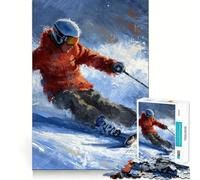 Rompecabezas de Esquiador en acción de 1000 Piezas para Adolescentes Juguete Estimulante de la lógica, Juego Relajante, artículo Coleccionable de Arte de Borde Premium 38x52cm