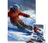 Rompecabezas de Esquiador en acción de 1000 Piezas para Adolescentes Juguete Estimulante de la lógica, Juego Relajante, artículo Coleccionable de Arte de Borde Premium 38x52cm