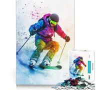 Rompecabezas de Esquiador en Nieve Colorida para Adultos, 1000 Piezas, fortalece la Memoria, Alivia el estrés, Bordes Suaves, Regalo conmovedor 38x26cm