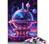 Rompecabezas de estación espacial, 500 piezas, para adultos, rompecabezas de madera, entrenamiento cerebral, desafío, juego, entretenimiento, regalos, adolescentes, actividades familiares (52 x 38 cm)