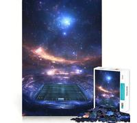 Rompecabezas de Estadio de fútbol flotando en la inmensidad del Espacio para Adolescentes, 1000 Piezas, estimulación de la Memoria, Suave, Relajante, Corte Liso, Regalo Elegante (38x26cm)