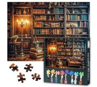 Rompecabezas de estantería vintage para adultos, 1000 piezas, adultos, 70 x 50 cm, biblioteca y libros, arte difícil y desafiante, juego de rompecabezas para sala de estar decoración de pared