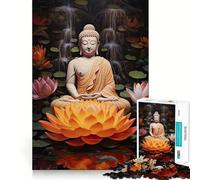 Rompecabezas de Estatua de Buda Espiritual de 1000 Piezas para Adultos Mejora la Memoria, relaja la Mente, Bordes precisos, Lista de Deseos de Santa Claus 38x26cm