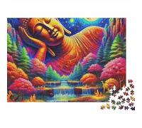 Rompecabezas de Estatua de Buda,Loto Sagrado,1000 Piezas,cartón Reciclado Premium,Regalo navideño,Actividad grupal para familias,Adultos,Parejas,Principiantes y avanzados,52 x 38 cm (1000 Piezas)