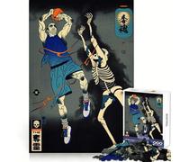 Rompecabezas de Estilo Ukiyo-e de Jugador de Baloncesto contra Esqueleto para Adolescentes,1000 Piezas,para ejercitar la Memoria y relajar el Cerebro,Regalo significativo con Cierre Seguro 50x75cm