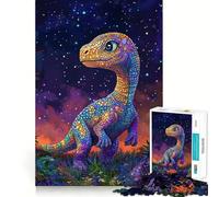 Rompecabezas de Estrellas y Dinosaurios arcoíris para Adolescentes, 1000 Piezas, estimulación de la Memoria, Suave y Relajante, Corte Liso, Regalo Elegante (38x52cm)