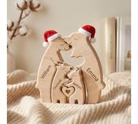 Rompecabezas de Familia de Osos de Madera Personalizado con hasta 9 Nombres, We Are One, Regalo Personalizado para Mamá, Papá, Abuela - Decoración Hogar, Cumpleaños y Housewarming (Estilo 08)