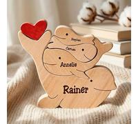 Rompecabezas de Familia de Osos de Madera Personalizado con hasta 9 Nombres, We Are One, Regalo Personalizado para Mamá, Papá, Abuela - Decoración Hogar, Cumpleaños y Housewarming (Estilo 09)