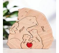 Rompecabezas de Familia de Osos de Madera Personalizado con hasta 9 Nombres, We Are One, Regalo Personalizado para Mamá, Papá, Abuela - Decoración Hogar, Cumpleaños y Housewarming (Estilo 03)