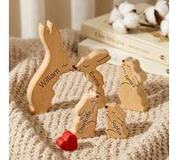 Rompecabezas de Familia de Osos de Madera Personalizado con hasta 9 Nombres, We Are One, Regalo Personalizado para Mamá, Papá, Abuela - Decoración Hogar, Cumpleaños y Housewarming (Estilo 06)