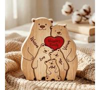 Rompecabezas de Familia de Osos de Madera Personalizado con hasta 9 Nombres, We Are One, Regalo Personalizado para Mamá, Papá, Abuela - Decoración Hogar, Cumpleaños y Housewarming (Estilo 05)