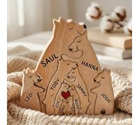 Rompecabezas de Familia de Osos de Madera Personalizado con hasta 9 Nombres, We Are One, Regalo Personalizado para Mamá, Papá, Abuela - Decoración Hogar, Cumpleaños y Housewarming (Estilo 01)