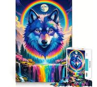 Rompecabezas de fantasía Cascada de Lobo arcoíris para Adolescentes, 1000 Piezas, Juguete para la Mente, Escape Tranquilo, Borde preciso, Regalo increíble (38x26cm)