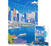 Rompecabezas de fantasía con paisajes urbanos de Anime,1000 Piezas,Juego Divertido sin Rebabas,Piezas de Corte Limpio,portátil,Ideal para Viajes (50x75cm)