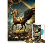 Rompecabezas de fantasía con Unicornio Alado de 1000 Piezas Juego de Habilidad Mental Ajuste Estable Sin Piezas Que se muevan Un pasatiempo Divertido para Fines de Semana Largos (50x75cm)