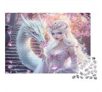 Rompecabezas de fantasía de 1000 Piezas de la Reina Dragón Blanca y Hada para Adultos. Juegos educativos. Hermosa decoración. Difícil. Regalos de cumpleaños desafiantes. 70x50cm.