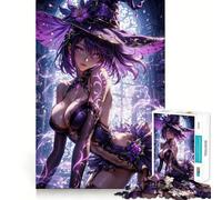 Rompecabezas de fantasía de Anime de la Bruja Púrpura para Adultos, 1000 Piezas, Juguete para ejercitar la Mente, Divertido y Relajante, Regalo navideño (50x75cm)