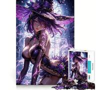 Rompecabezas de fantasía de Anime de la Bruja Púrpura para Adultos, 1000 Piezas, Rompecabezas Mental, Relajante, para armar, (38x26cm)