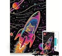Rompecabezas de fantasía de Gato Espacial de 1000 Piezas para Adultos Juguete para ejercitar la Mente Imagen Suave y Relajante para armar Un Regalo Encantador (38x52cm)