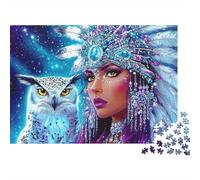 Rompecabezas de fantasía de la Reina Búho de 1000 Piezas: Mujer mística con búho. para Adultos de 12 años en adelante. Juego Educativo. Hermoso desafío Decorativo. Alta dificultad. 52 x 38 cm