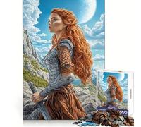 Rompecabezas de fantasía de Mujer guerrera Pelirroja para Adultos, 1000 Piezas, para Fortalecer la Memoria, Divertido, de Calidad, Elegante, Regalo (38x52cm)