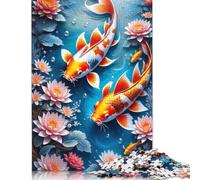 Rompecabezas de fantasía de pez koi, Rompecabezas Rectangular de Papel para Adultos y Adolescentes, 1000 Piezas (26 x 38 cm)