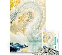 Rompecabezas de fantasía Dragón Blanco para Adultos 1000 Piezas Juego Mental Divertido con tecnología Avanzada de Corte láser desafío entretenido para el Tiempo de Espera (50x75cm)