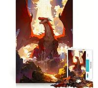 Rompecabezas de fantasía Dragón Rojo para Adultos, 1000 Piezas, Mejora la Memoria, relaja la Mente, Bordes Afilados, Regalo Elegante (38x26cm)