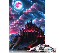 Rompecabezas de fantasía Nocturna con Castillo, Juegos educativos, Actividades Familiares, Rompecabezas de cartón Premium para Mujeres y Hombres, Regalo, 1000 Piezas (75 x 50 cm)